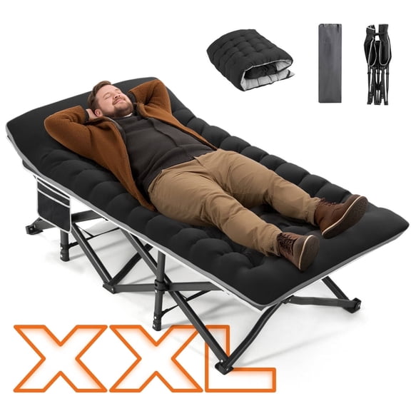 HABUTWAY Portable Camping Cot, 32" Extra Wide Camping Cots for Adults with Thick Mattress, Heavy Duty Sleeping Cot Holds Up to 600LBS, Cots for Sleeping, Rv, Beach, Patio, Office Naps