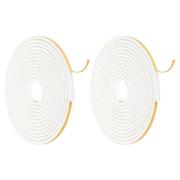 Uxcell Weather Door Seal Strip Tape, Strong Self Adhesive Foam Tape Gap Filler for Door, Window, 1/4 Inch x 1/4 Inch x 16 Feet White 2 Pack