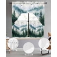 thumbnail image 3 of Ink Green Forest Kitchen Curtains Sets 36 Inch Length with Valance, Watercolor Modern Mountain Swag Valances and Tiers Curtain Set Drapes Swag Curtains for Living Room, Bathroom, Bedroom, Cafe, 3 of 6