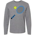 thumbnail image 3 of Inktastic Blue Tennis Racket and Ball Long Sleeve T-Shirt, 3 of 5