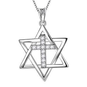 Hipunk Star of David Cross Necklace, 925 Sterling Silver