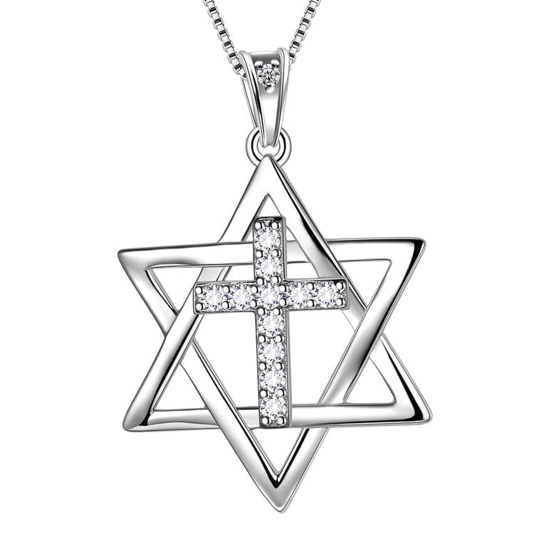 Hipunk Star of David Cross Necklace, 925 Sterling Silver photo 1