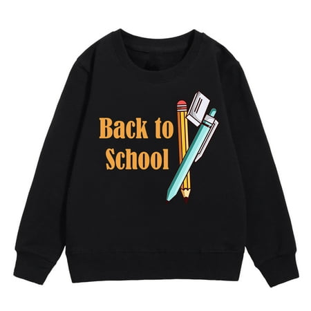 

Cute Hoodies For Girls Casual Sweatshirt Back To School Season Winter Fashion Long Sleeve Warm Comfortable Cartoon Patterns Wearing Soft Kids Clothing Pullover Tops Black 5-6 Years