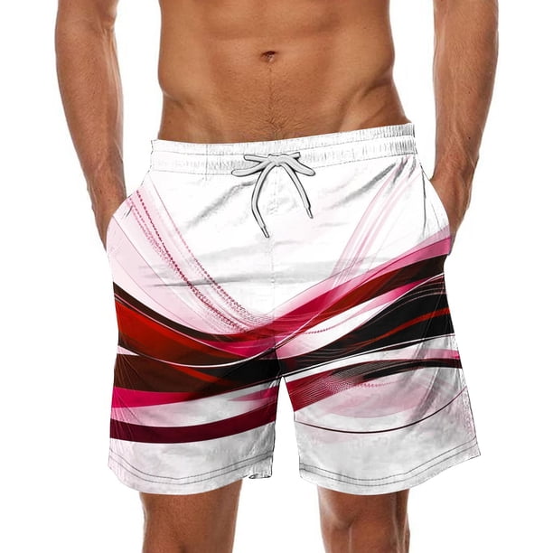 Pantalones de Playa con Cordón Impreso con Cintura Elástica para Hombre, con Bolsillos para Uso Casual Y Al Aire Libre