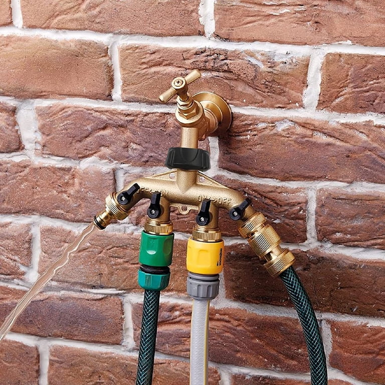 Aedavey 4-Way Brass Hose Splitter with Shutoff Valves photo 4