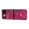 thumbnail image 5 of Feishell Cover for Samsung Z Flip4, Women Crossbody Magnetic Flip Embossed Shoulder Strap & Credit Card Holder Phone Case with Strap PU Leather Case with Kickstand for Samsung Galaxy Z Flip4, Winered, 5 of 8