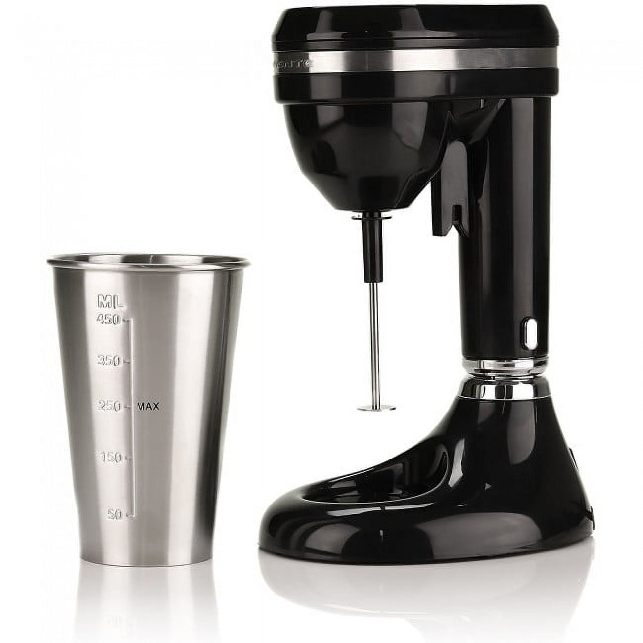 Ovente Classic Milkshake Maker Machine 2 Speed with 15.2 oz Stainless Steel Mixing Cup Drink Mixer Blender, Black MS2070B