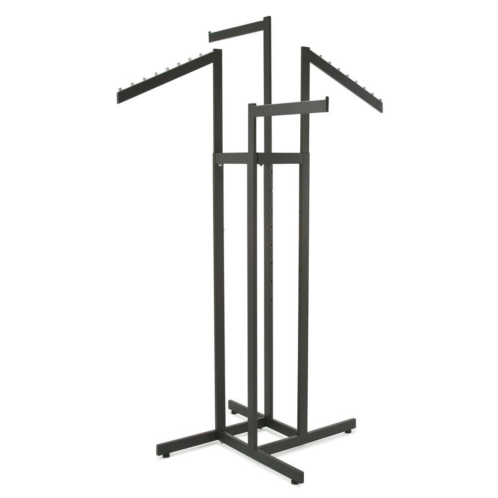 Clothing Rack ? Heavy Duty Black 4 Way Rack, Adjustable Arms, Square