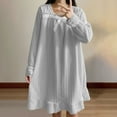 thumbnail image 6 of Kaemgyyd Womens Flannel Nightgowns Fall Winter Warm Fuzzy Fleece Sleep Dress Loose Long Sleeve Ruffle Hem Loungewear Shaggy Sleepwear, 6 of 7