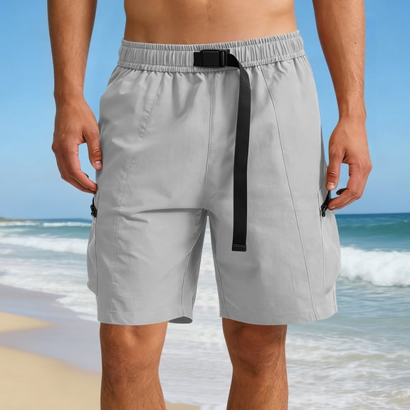 Xdegoge Cargo Shorts with Zipper Pockets for Men Lightweight Quick Dry Outdoor Hiking Shorts Built-in Belt Summer Casual Activewear for Travel Safari Fishing