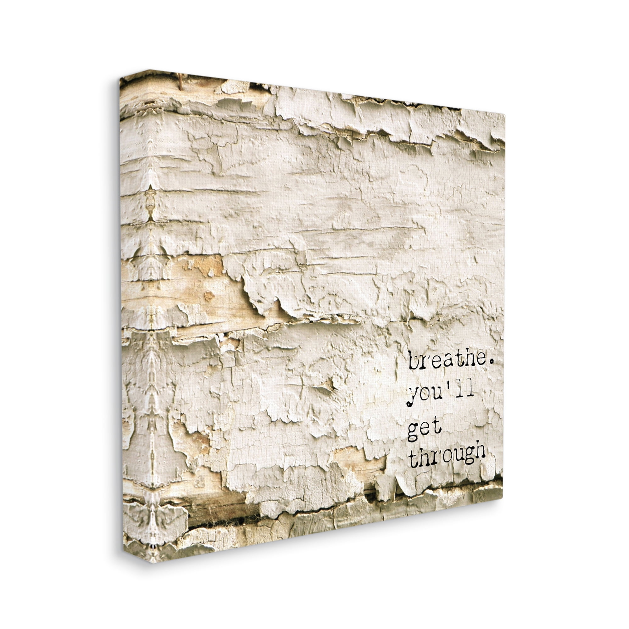 Stupell Industries Breathe You'll Get Through Encouraging Flaked Tree Graphic Art Gallery Wrapped Canvas Print Wall Art, Design by Graffitee Studios