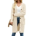 thumbnail image 2 of Inevnen Womens Long Sleeve Cable Knit Long Cardigan Open Front Button Sweater Outerwear, 2 of 5