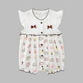 thumbnail image 2 of Busydd Baby Girl Clothes Short Sleeve Round Neck Toddler Romper Comfy Summer Cotton Newborn Girl Clothes Cute Print Button Infant Girl Rompers 6 Months, 2 of 3