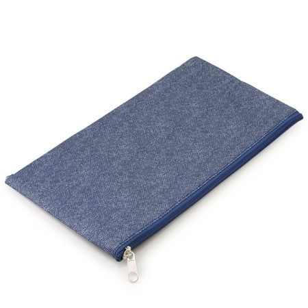 Pencil Case Cosmetic Bag Small Blue Denim Zip Pencil Case Makeup Cosmetic Storage Pouch Bag for Women by Zodaca for Travel Camping Hiking ()