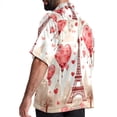 thumbnail image 3 of Eiffel Tower Valentine's Day Men's Short Sleeve Printed Poplin Shirt with Spread Collar Tops - Casual Button Down Summer Beach Shirt for Men and Women, 3 of 6