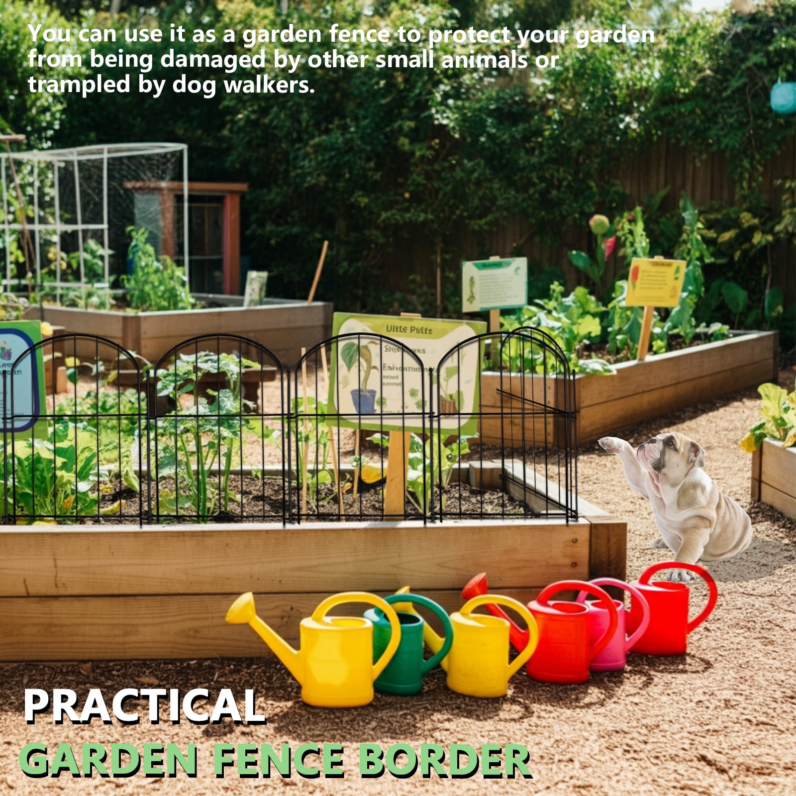 Quobiad 21in(H) x 26ft(L) Garden Fence Animal Barrier No Dig, 26 Panels Rustproof Arched Small Metal Fencing, 1.5in Gap Fence Border, Outdoor Decorative Fence for Yard Dogs Rabbits