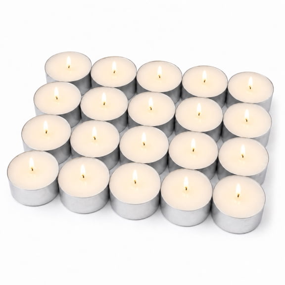 Stonebriar Oversized Tea Light Candles — Extra Long 9 Hour Burn Time, Unscented Long-Lasting Candles for Home Décor & Special Occasions, Pack of 40, White