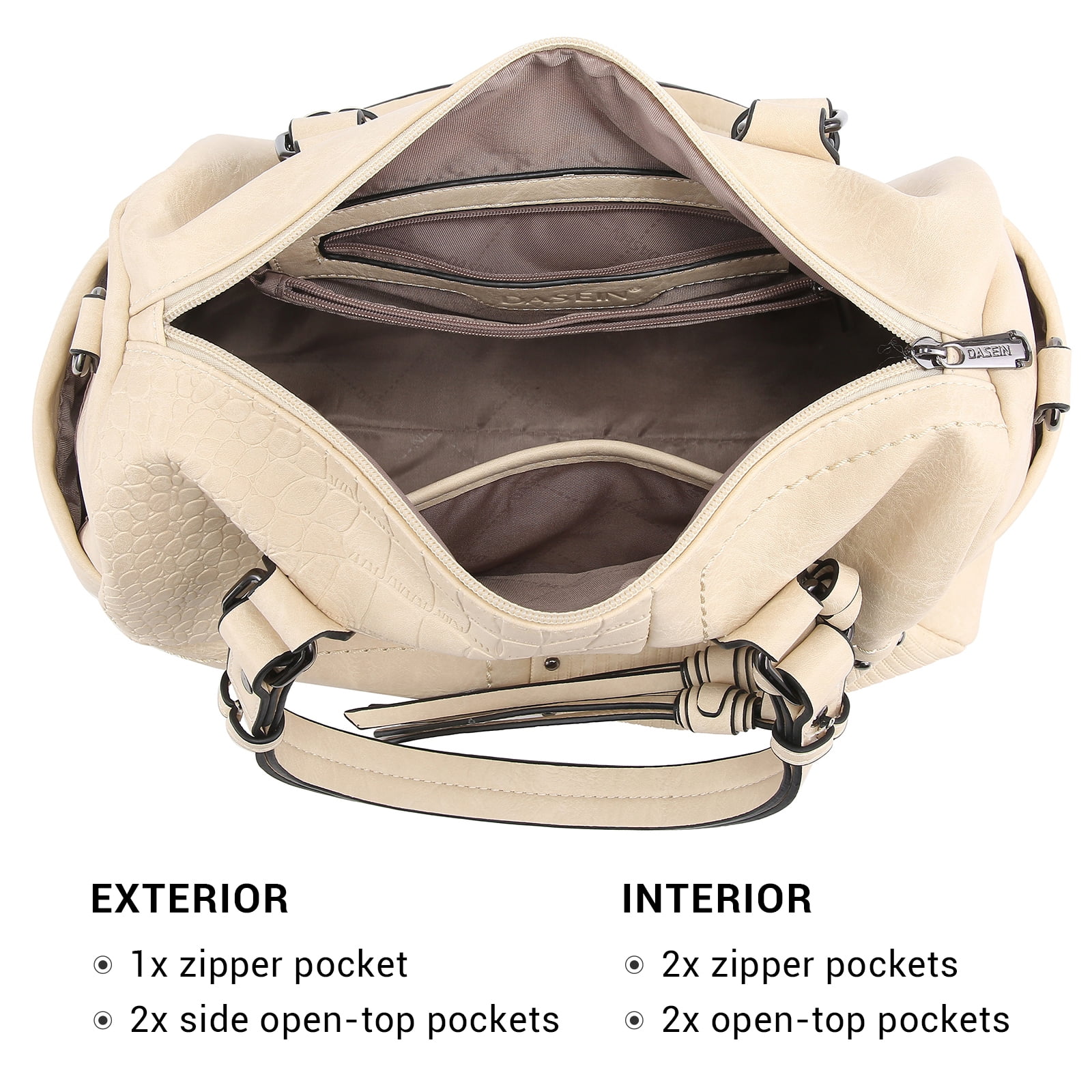Dasein Women Soft Vegan Leather Barrel Bags Large Top Handle Totes Satchel Handbags Shoulder Purse
