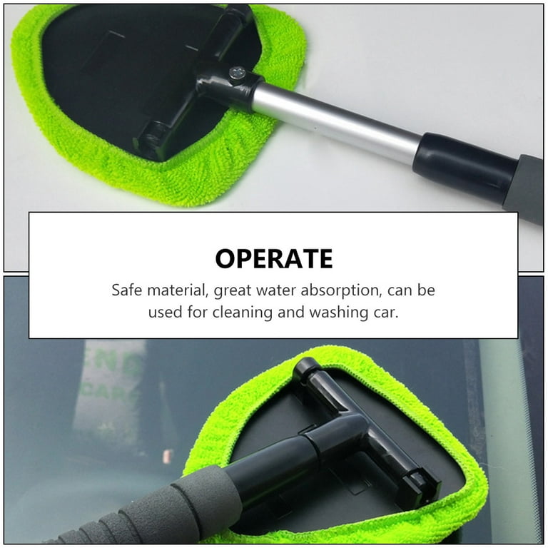 2pcs Windshield Cleaner Microfiber Car Window Cleaning Tool with Long  Handle 