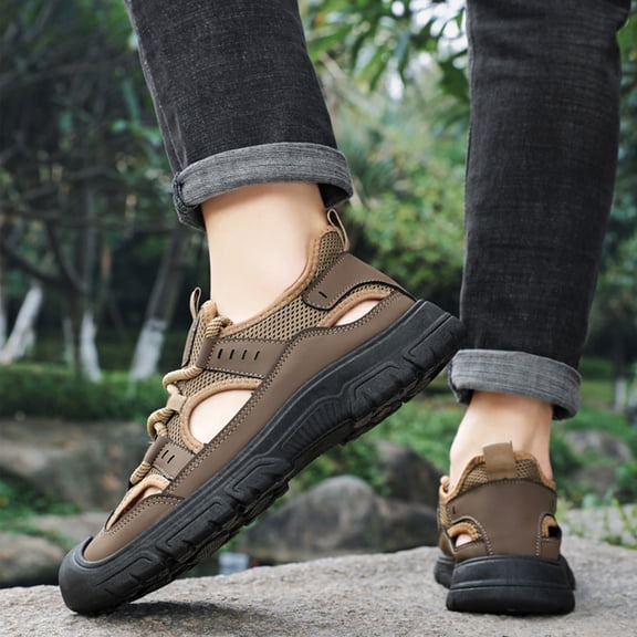 Willtoo Men's Summer Closed Toe Sandals Breathable Outdoor Walking Shoes for Beach Travel Casual Comfort Lightweight Slip