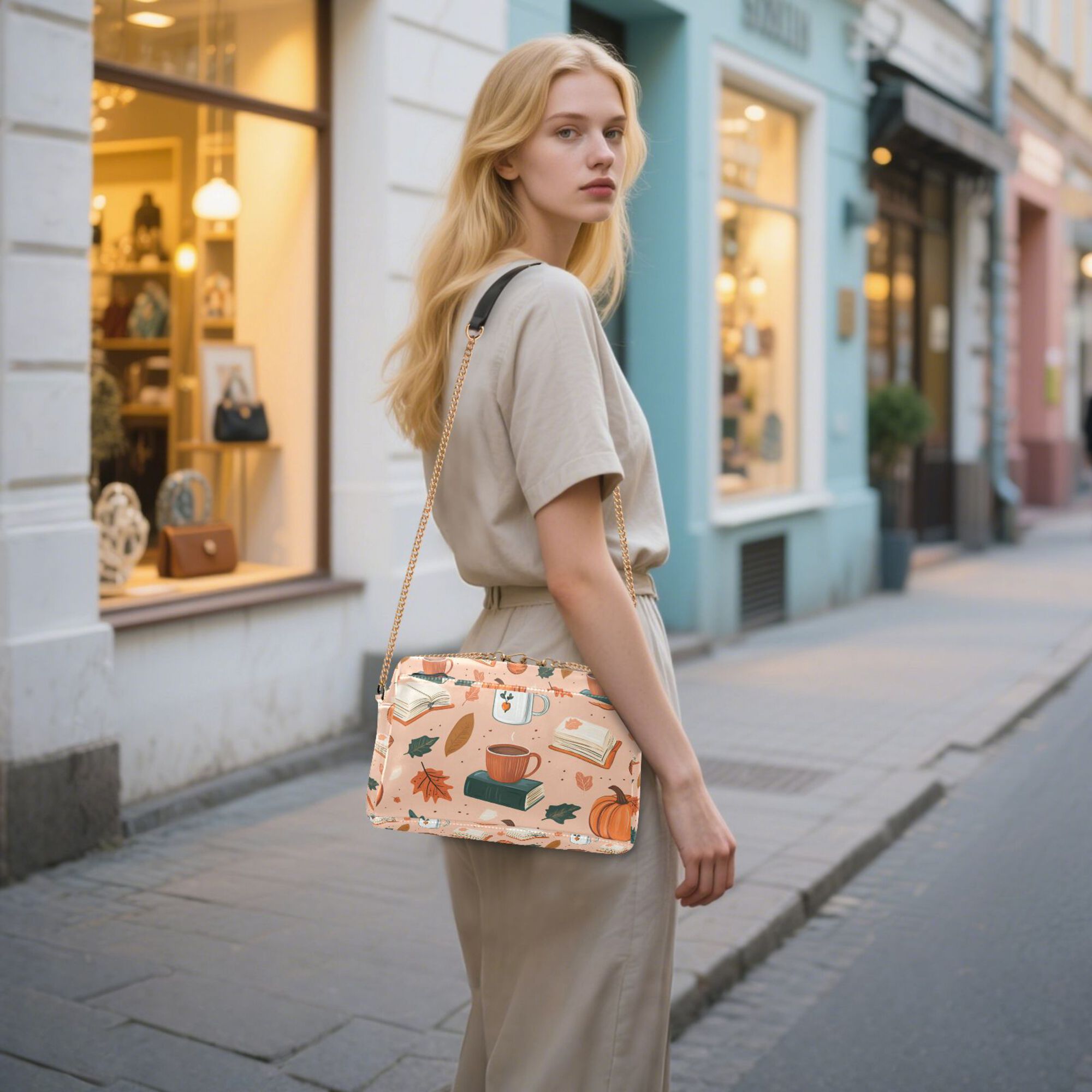 FORMRS Women Crossbody Purse with Chain Strap Vegan Leather Shoulder Handbag, Pink Fall Coffee