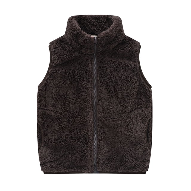 MeetoTime Gilet Sans Manches pour Tout-Petits Garçons Filles en Sherpa Polaire, Veste Zippée Sans Manches avec Poches