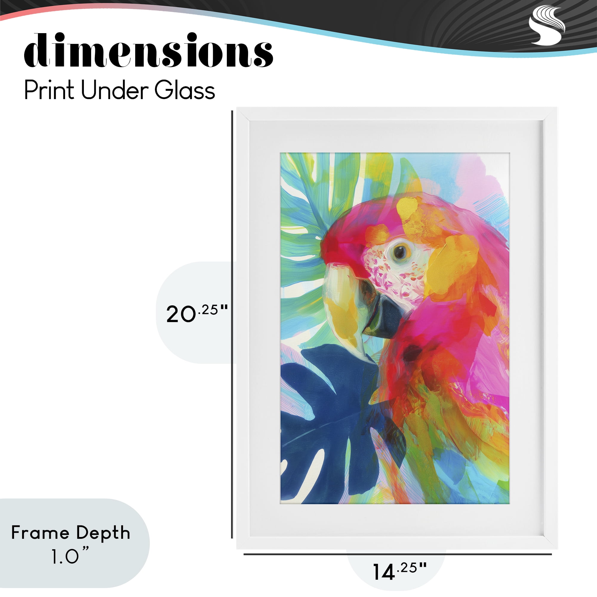 Stupell Industries Scarlet Macaw in Paradise White Framed Print Under Glass, design by Chromatic Storm Studio