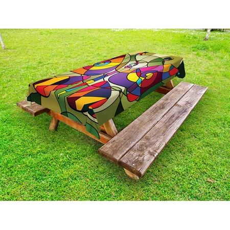 

Butterflies Outdoor Tablecloth Butterfly Wings Consisting of Twisted Lines Modern Artistic Abstract Design Decorative Washable Fabric Picnic Table Cloth 58 X 84 Inches Multicolor by Ambesonne