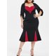 thumbnail image 1 of Vestido Cola de Pescado en Talla Extra con Color Bloque Rosegal Vestidos ajustados de talla grande, 1 of 2