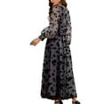 thumbnail image 2 of SWSMCLT Women's Long Dresses V Neck Tulle 2 Layered Swing Maxi Long Sleeve Dress Mesh Floral Printed Flowy Criss Cross Wrap Dress Grey Large, 2 of 2
