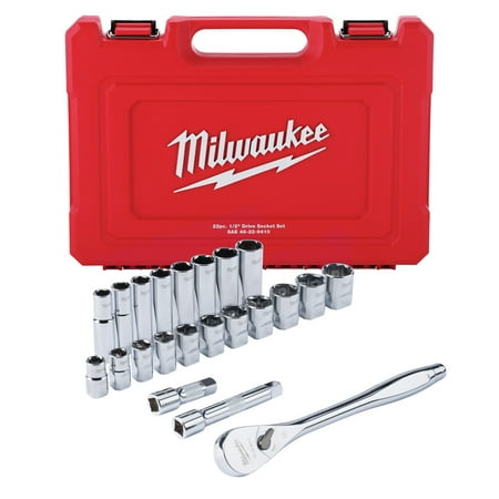 UPC: 0045242540655 | Milwaukee 48-22-9410 22-Piece SAE 1/2 in. Drive Ratchet and Socket Set