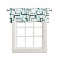 Aqua Green Linen Curtain Valance for Bedroom/Bathroom/Kitchen/Office/Living/Dining Room Windows, Geometric Black Grey Simple White Rod Pocket Topper Decorative Cafe Drapes Panel 60"x18"