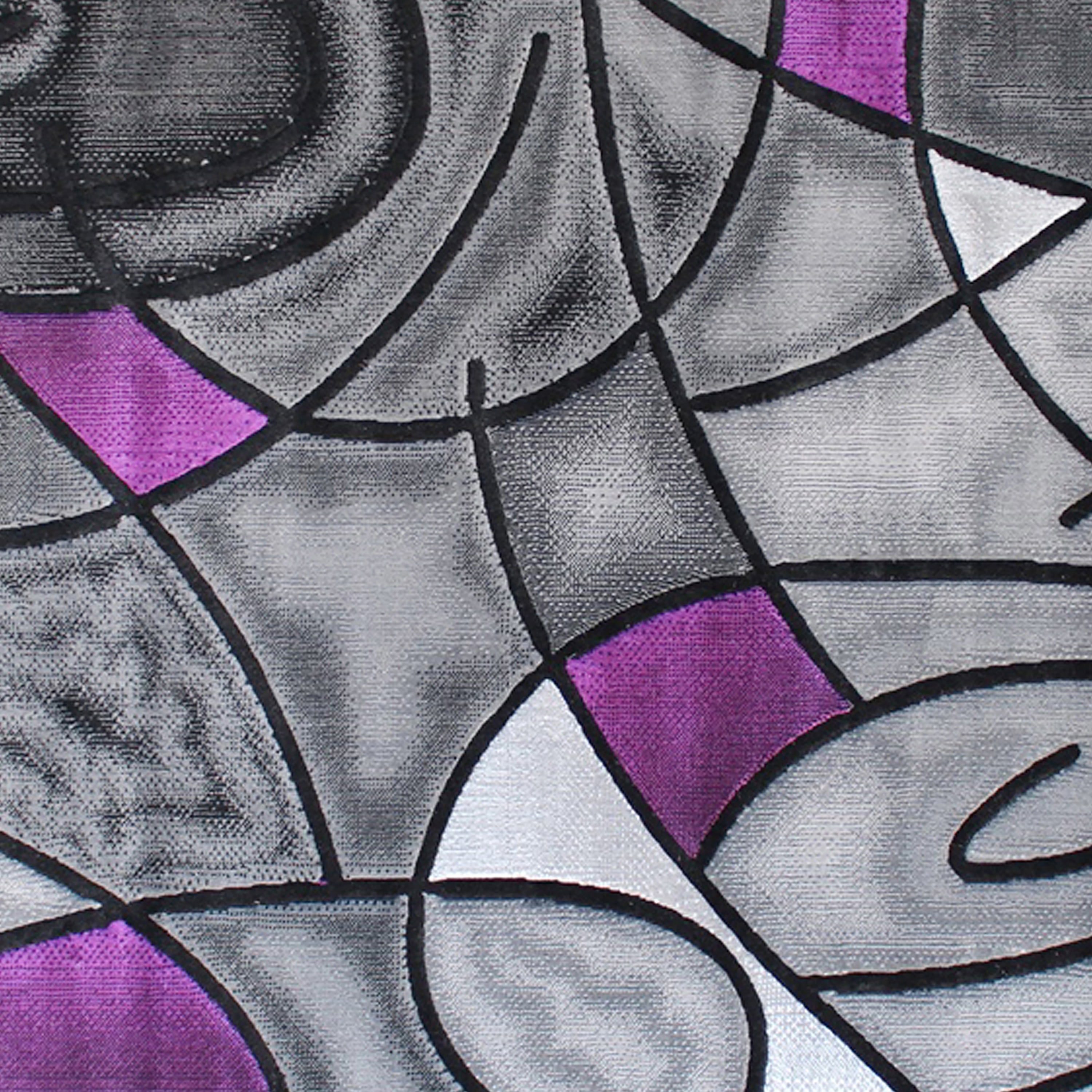BizChair Modern Contemporary Area Rug, Purple Grey Black (3 Feet 10 Inch X 5 Feet)