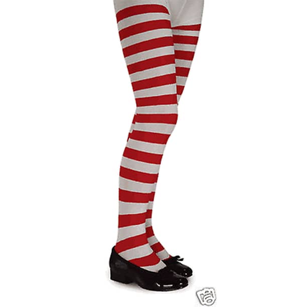 Red White Child Striped Tights Hosiery Girl's Pantyhose Socks Elf Xmas  Accessory