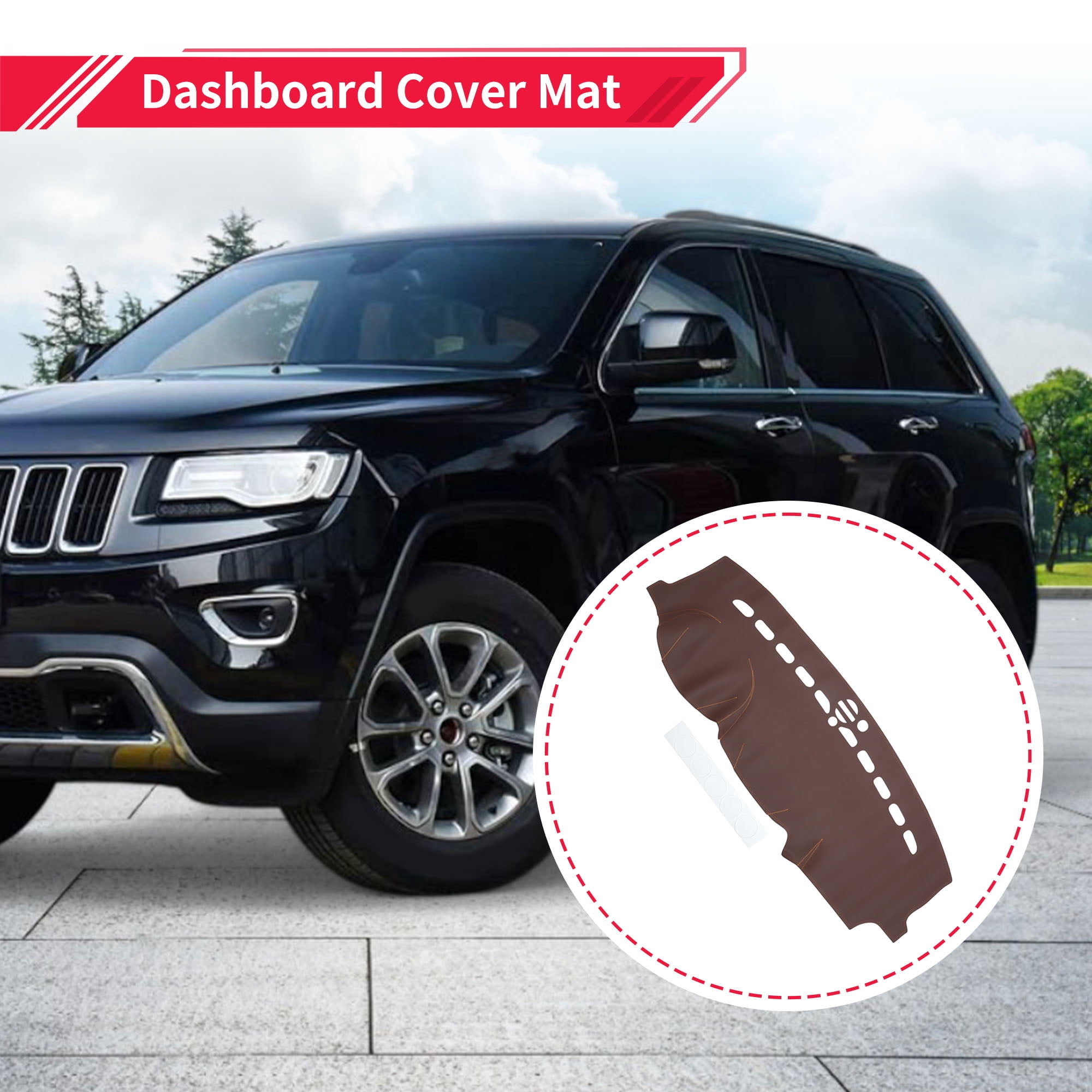 Unique Bargains Anti-Slip Dashboard Cover for Jeep Grand Cherokee 2011-2021 Brown