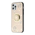 thumbnail image 5 of For Apple iPhone 14 Plus (6.7") Diamond 3D Bling Sparkly Glitter Ornaments Engraving Hybrid Ring Stand Fashion Cover ,Xpm Phone Case [ Gold Good Luck Floral ], 5 of 7