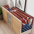 thumbnail image 4 of American Flag Table Runner - 70 Inch Long, Kitchen Dining Table Runner Dresser Scarves, Blue Red USA Flag Eagle Wreath Farmhouse Decor for Coffee Tables Wedding Party Banquet, 4 of 8