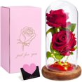 thumbnail image 1 of 1 rosa eterna bajo la cúpula, rosa de la Bella y la Bestia, flor eterna con luz LED, pantalla de cristal de rosa sintética, decoración del hogar de la boda, regalo para mamá JM, 1 of 5
