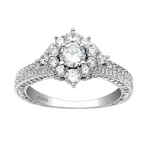 Selena Engagement Ring Sterling Silver Cz Cluster Womens Ginger Lyne Collection