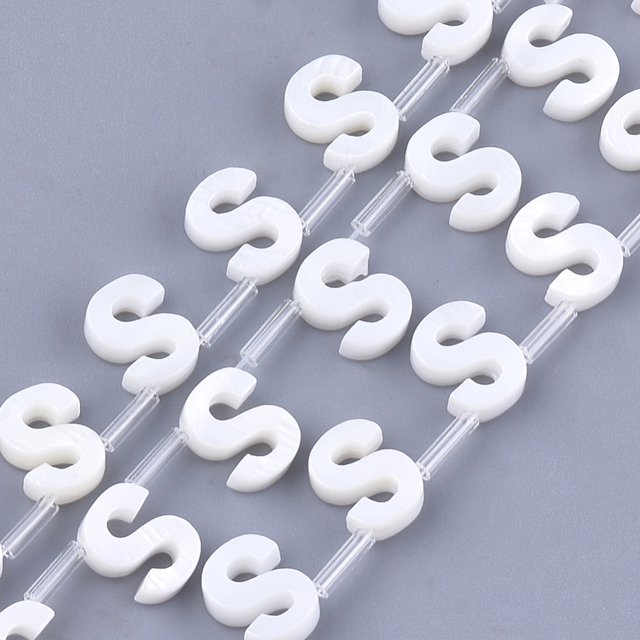 Freshwater Shell Beads Top Drilled Beads Letter.S 10x7x3mm Hole: 0.8mm
