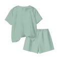 thumbnail image 4 of Amidoa Girls 2 Piece Outfits Summer Clothes Floral Print Short Sleeve Cute T-Shirt and Shorts Casual Kids Clothing Sets,Green Size 5T, 4 of 6