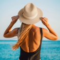thumbnail image 5 of Women Straw Panama Hat Travel Fedora Beach Sun Hat Summer Wide Brim Straw Roll up Hat UPF 50+, 5 of 5