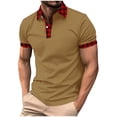 thumbnail image 2 of WAVSUF Lapel polo Shirt for Mens Soft Pique Polos Button T-Shirt Coffee Size 2XL, 2 of 5