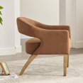 thumbnail image 3 of Hassch Faux Leather Upholstered Barrel Chair with Round Cutout Back and Solid Wood Frame, Modern Accent Chair for Living Space & Dining Room (Brown), 3 of 8
