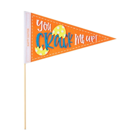 Way to Celebrate Easter You Crack Me Up! Orange Felt Pennant on a Stick, 18"