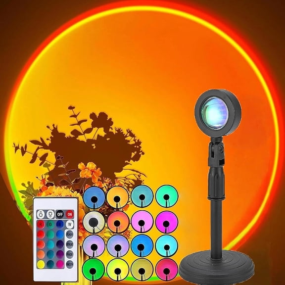 HIBIBUD Floor Sunset Lamp Projector,16 Colors Multicolor Usb Led Night Light,180 Degree Rotation Rainbow Lights for Bedroom,Photography,Party Live,Christmas Light