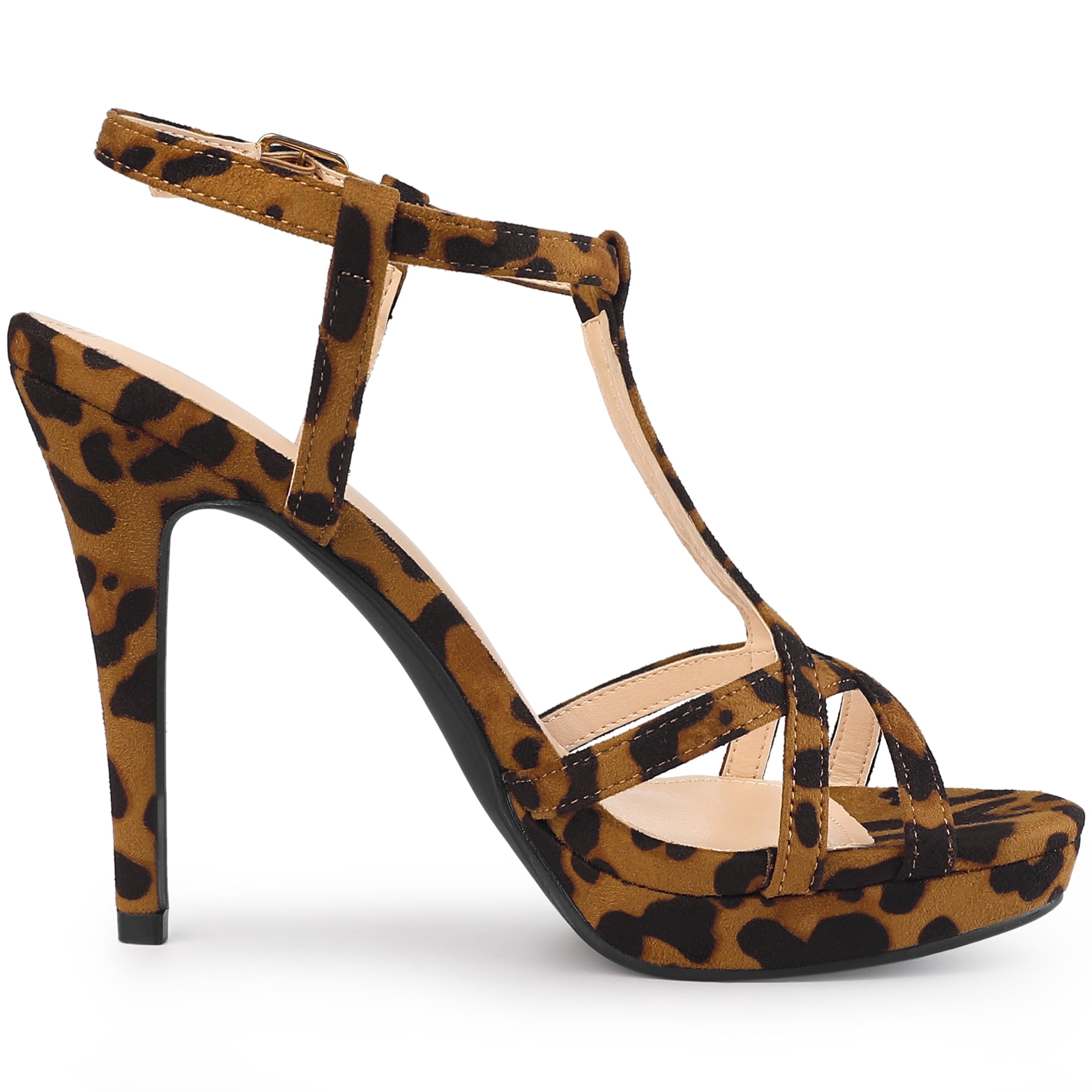 DARING DIVA Women's Slingback Stiletto Heel Sandals Leopard US 7/UK 5/EU 38