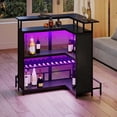 thumbnail image 2 of DEXTRUS 5 Tier Home Bar Unit, 43" Wine Cabinet with LED Lights, Mini Liquor Bar with Wine Rack and Footrest, Black, 2 of 10