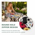 thumbnail image 4 of Round Outdoor Tablecloth with Umbrella Hole and Zipper, Gnomes Daisy Tablecloth with Elastic Waterproof, Retro Farmhouse Floral Black Buffalo Plaid Patio Table Covers for 31" - 35" Pool Tables, 4 of 9