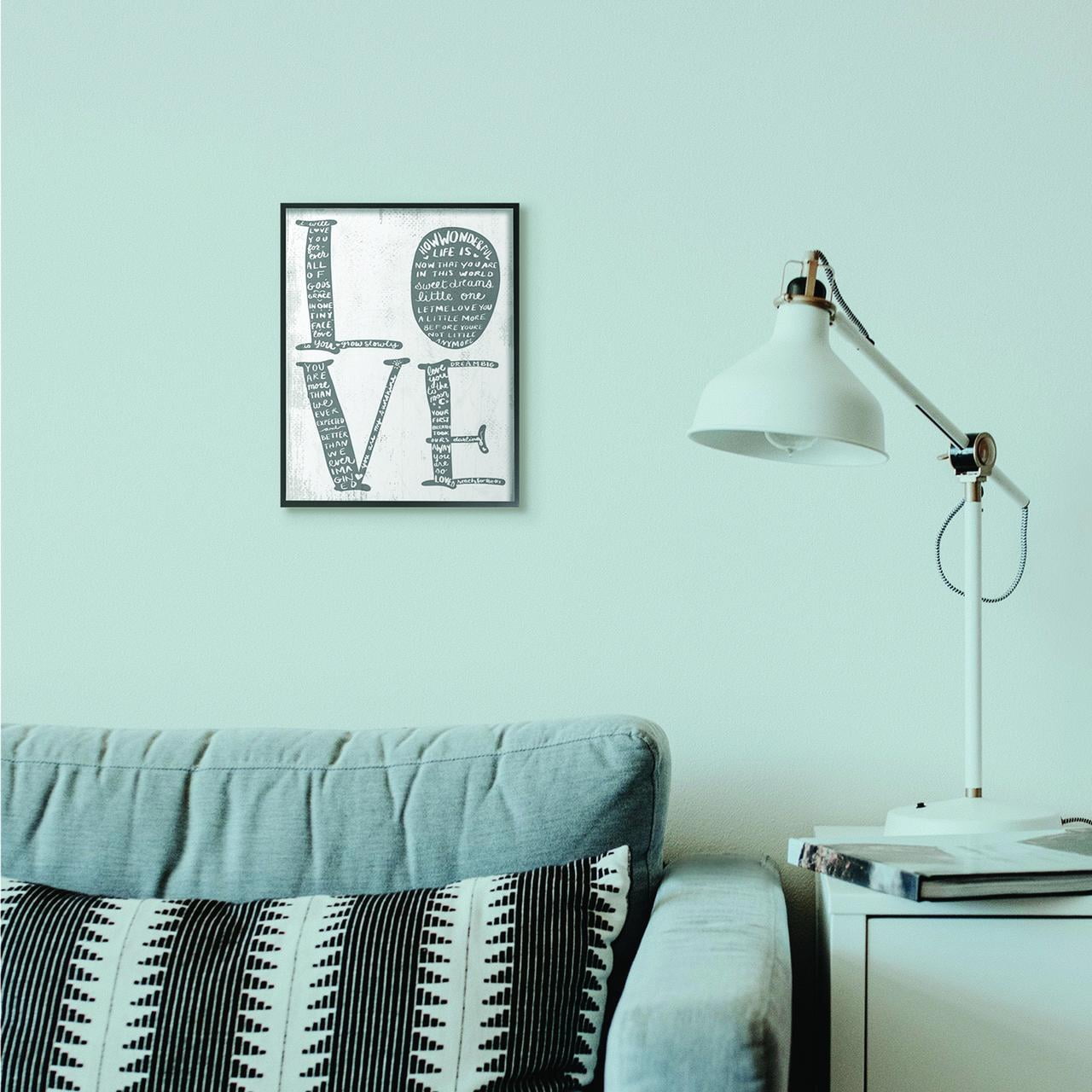 Stupell Industries Love Kids Family Home Paint Texture Neutral Gray Word Design Framed Wall Art by Daphne Polselli